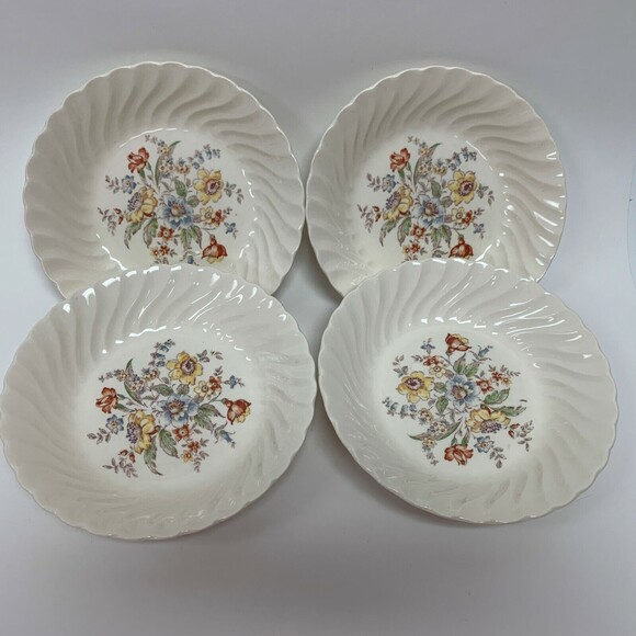 Vintage Clifton by Royal Bowls Ivory Floral Swirl Rim 7 7/8" Lot of 4 - Picture 1 of 8